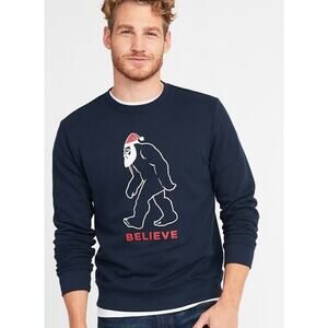 Old Navy Unisex Size Medium Bigfoot Sasquatch Santa Christmas Believe Sweater